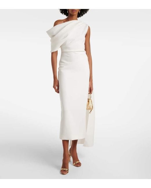Roksanda White Bridal Maite Draped Caped Midi Dress