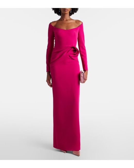 Safiyaa Pink Emmina Draped Crepe Gown