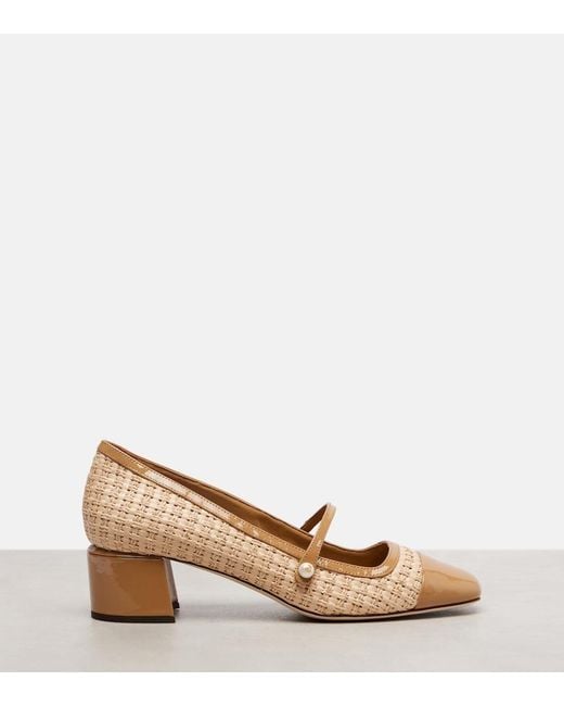 Jimmy Choo Brown Elisa 45 Raffia-Effect Mary Jane Pumps