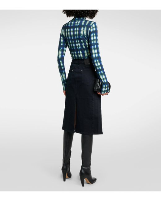Proenza Schouler Black White Label Sloan Denim Midi Skirt