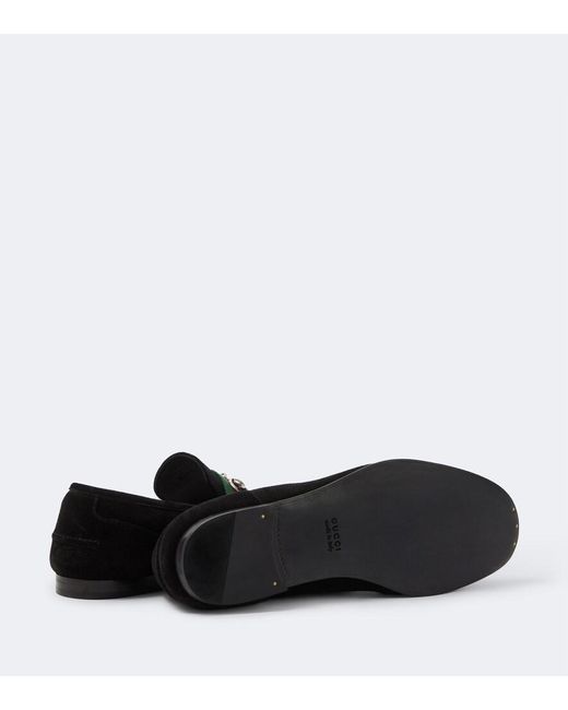 Gucci Black Como Horsebit Suede Loafers for men