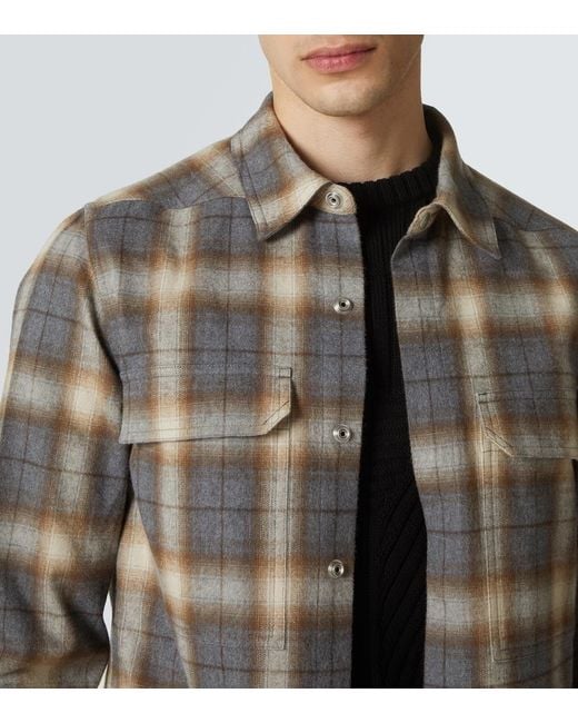 Rick Owens Gray Plaid Cotton Shirt for men