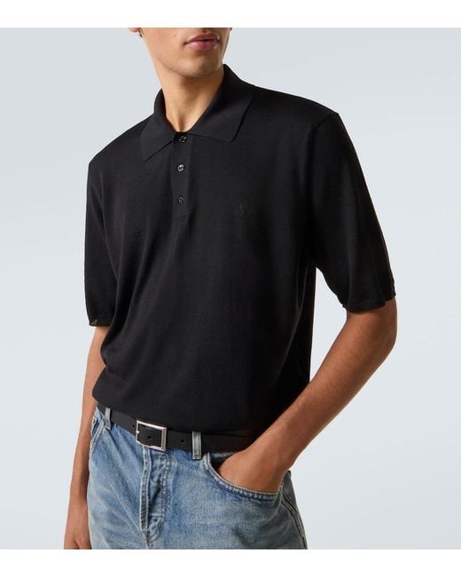 Saint Laurent Black Wool Polo Shirt for men