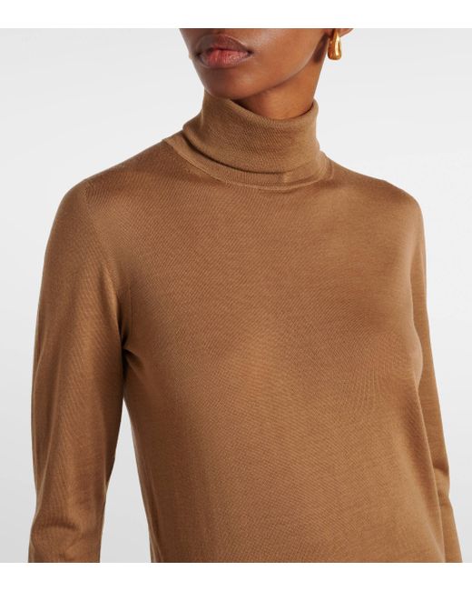 Max Mara Brown Saluto Virgin Wool Turtleneck Sweater