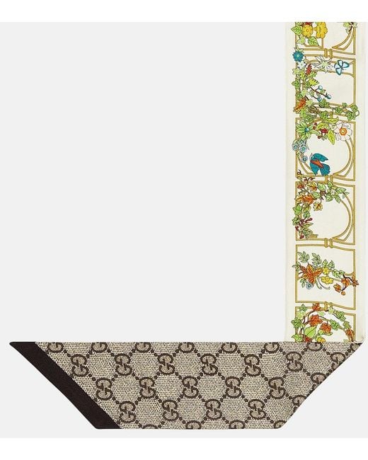 Gucci Metallic Printed Silk Twill Scarf