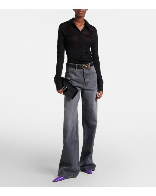 Gucci Black Gg Sheer Lame Shirt