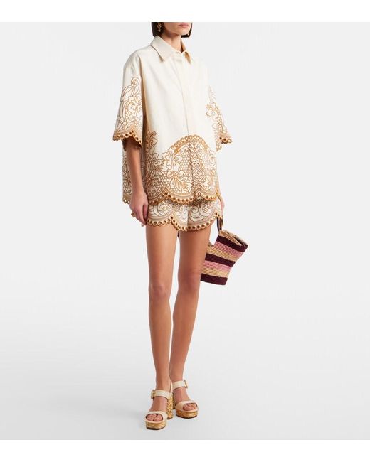 Zimmermann Red Goldentime Small Raffia Top-Handle Bag