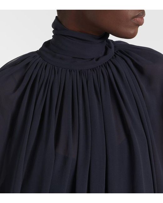 Chloé Blue Maxikleid Aus Seiden-Georgette