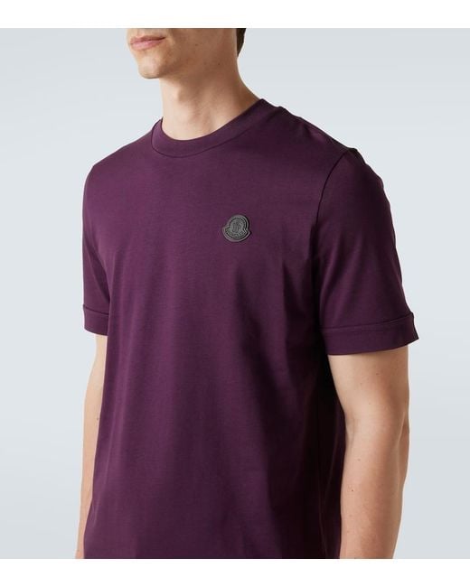 Moncler Purple Logo Cotton Jersey T-Shirt for men
