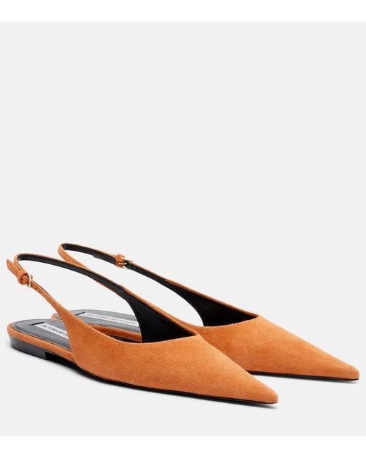 Victoria Beckham Brown Suede Slingback Flats