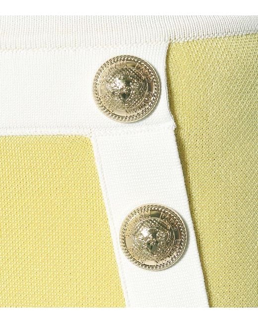 Pantalones Flared De Punto Tiro Alto Balmain de color Yellow