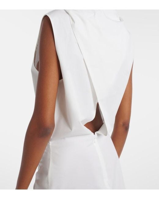 Khaite White Astor Draped Cotton Poplin Minidress