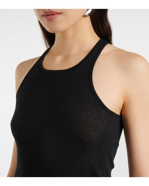 Rick Owens Black Ribbed-Knit Cotton Tank Top