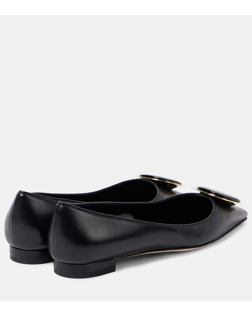 Manolo Blahnik Black Chiaran Leather Ballet Flats