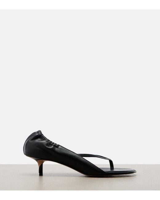 Jacquemus Black Leather Thong Sandals