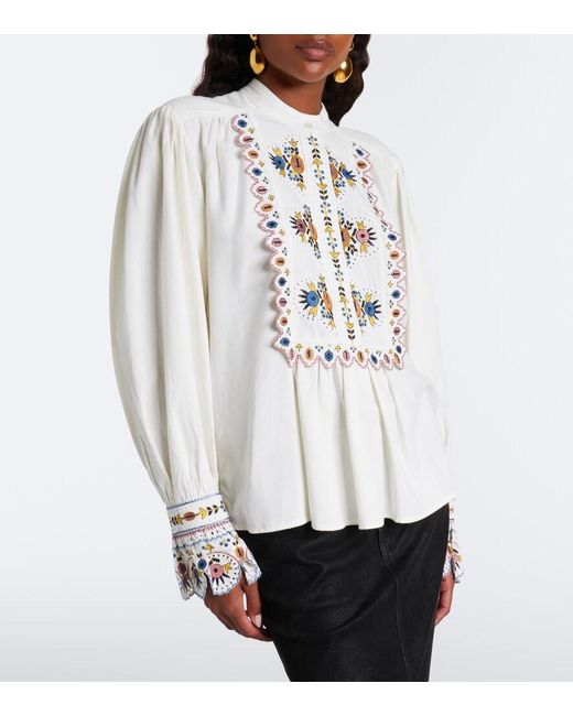 Isabel Marant White Monique Embroidered Blouse