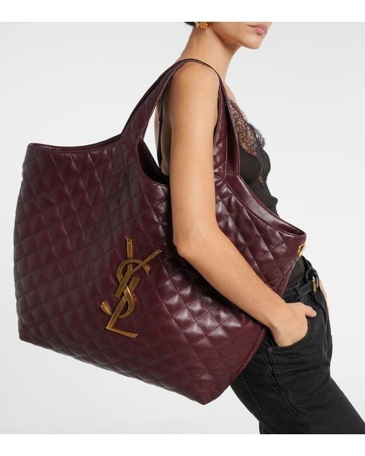 Saint Laurent Red Shopper Icare Maxi Aus Leder