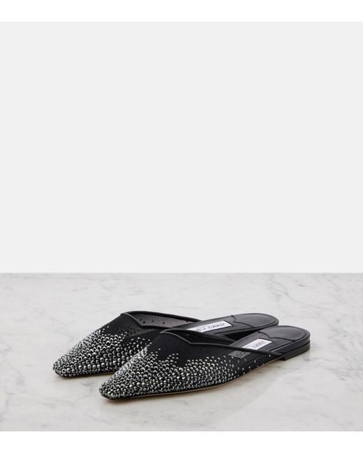 Jimmy Choo Black Vivi Embellished Mesh Mules