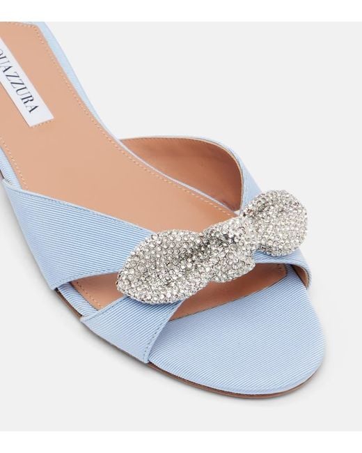 Aquazzura White Very Bow Tie Embellished Flats