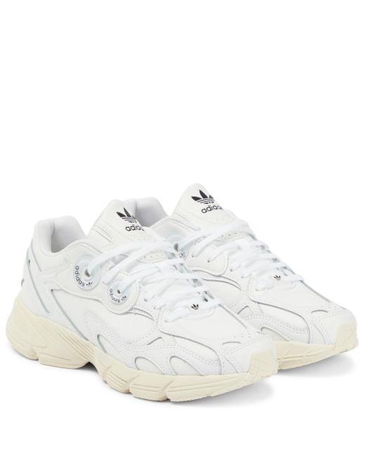 Adidas White Astir Leather-paneled Sneakers