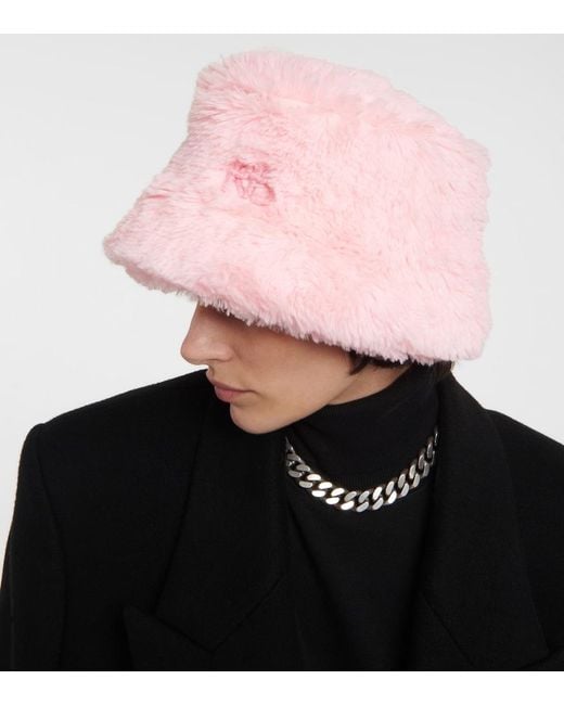 Ruslan Baginskiy Pink Faux Fur Bucket Hat