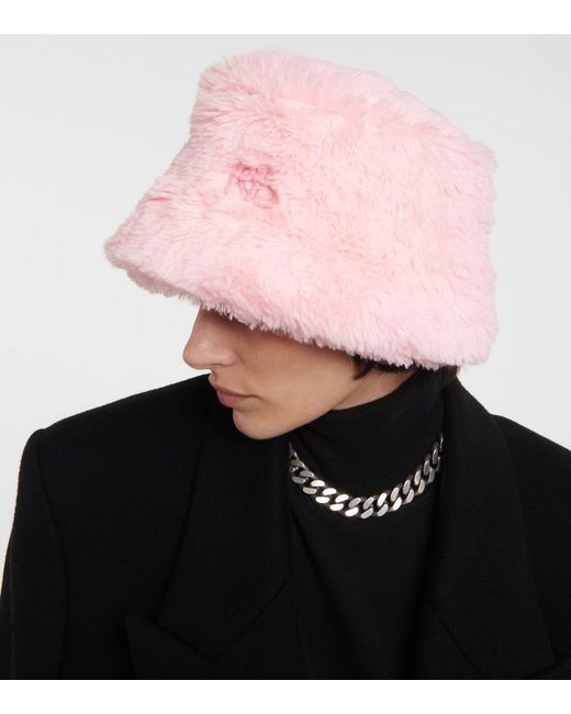Ruslan Baginskiy Pink Faux Fur Bucket Hat