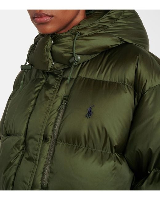 Polo Ralph Lauren Green Carly Water-Repellent Quilted Duck Down Wind Resistant Detachable Hood Short Puffer Jacket