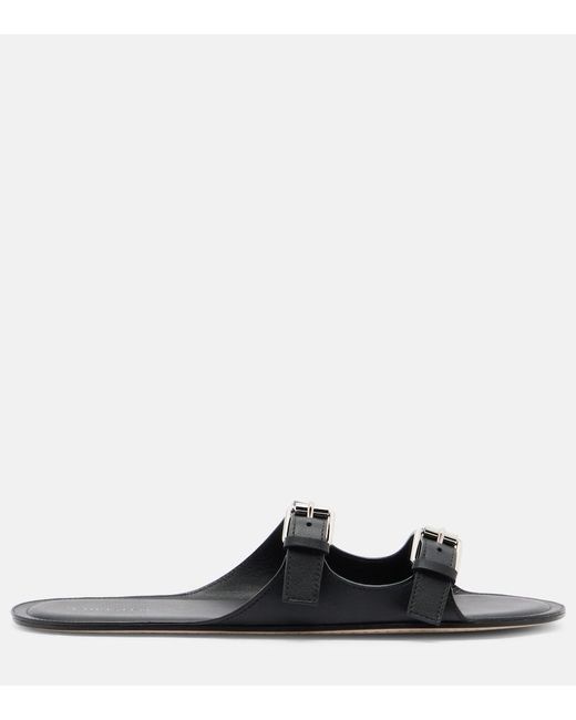 Christen Black Double Belt Leather Sandals