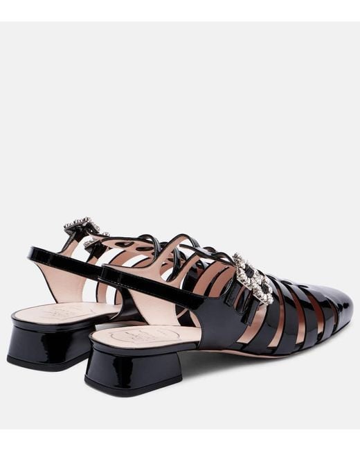 Roger Vivier Black Tres Vivier 25 Patent Leather Sandals