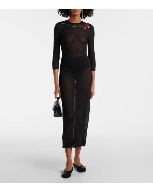 Simone Rocha Black Bow-Detail Embellished Ballet Flats