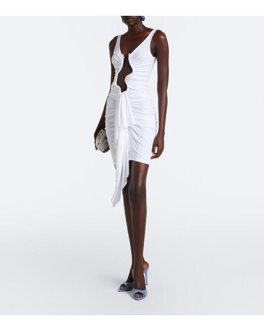 Christopher Esber White Salacia Ruched Jersey Minidress