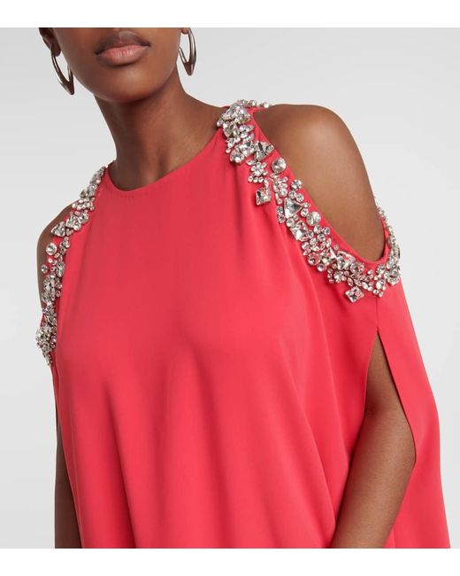 Robe Longue En Soie Melangee Oscar de la Renta en coloris Red
