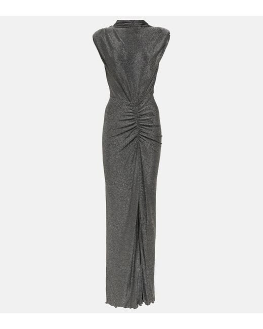 Diane von Furstenberg Gray Apollo Metallic Jersey Maxi Dress