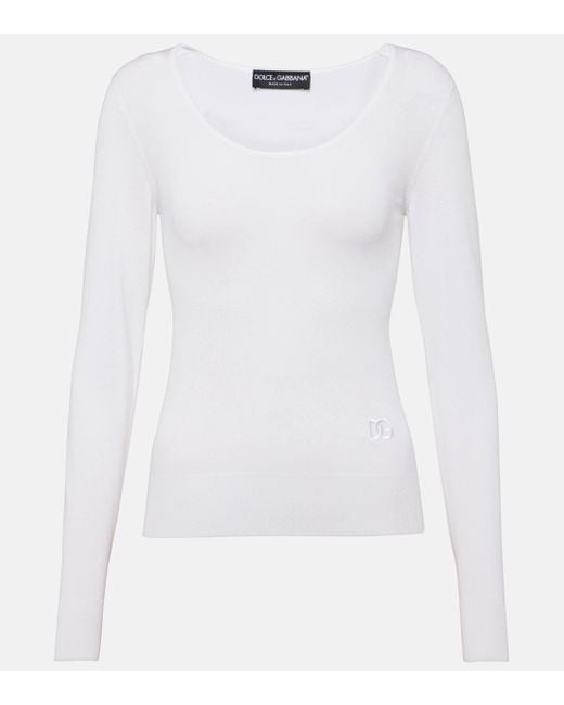 Dolce & Gabbana White Silk-blend Sweater