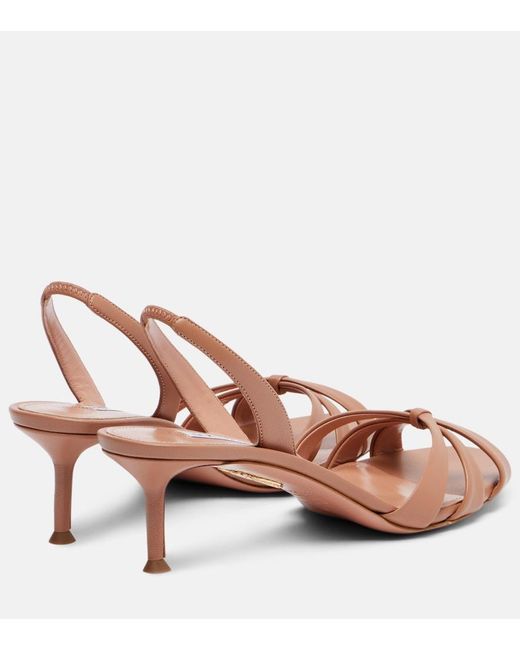 Aquazzura Pink Tati 50 Leather Sandals