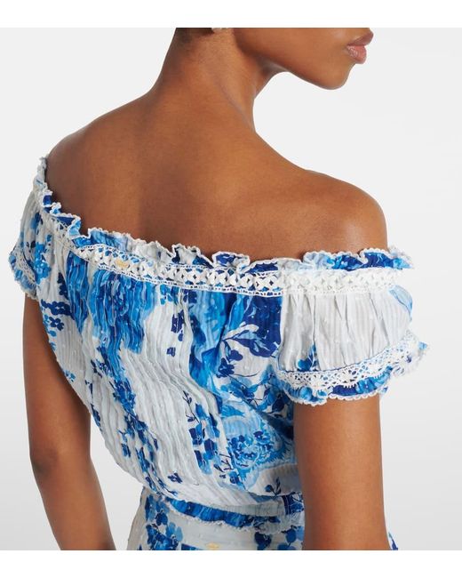 Poupette Blue Off-Shoulder-Top Alba Aus Baumwolle