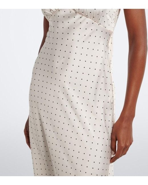 Faithfull The Brand White Mina Lace-Trimmed Polka-Dot Satin Midi Dress