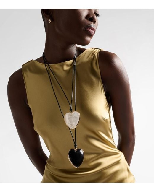 Jennifer Fisher White 14Kt-Plated And Leather Necklace With Quartz