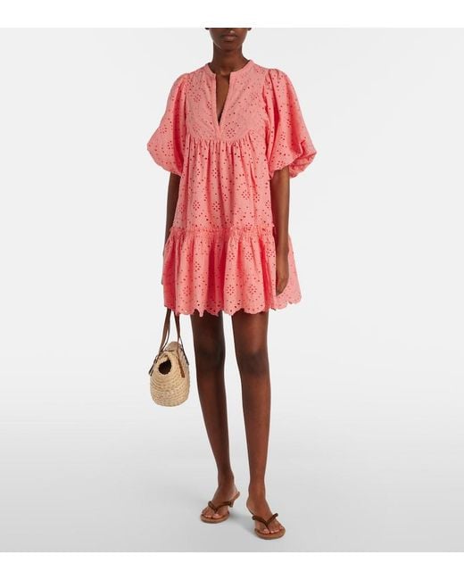 Poupette Pink Cruz Broderie Anglaise Cotton Minidress