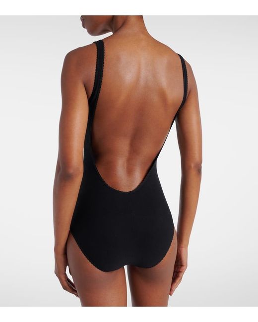 Magda Butrym Black Scalloped Open-Back Bodysuit