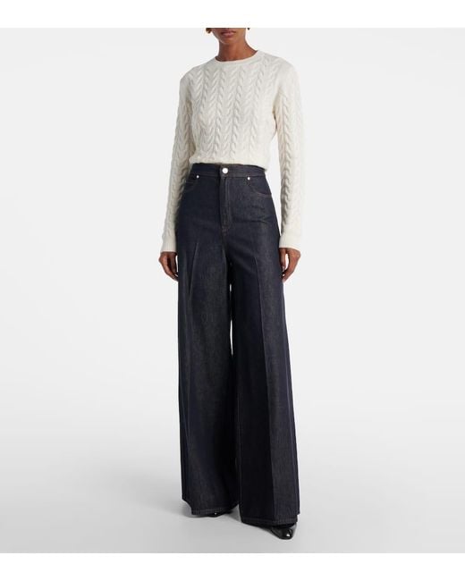 Max Mara Blue High-Rise Wide-Leg Jeans Carmine