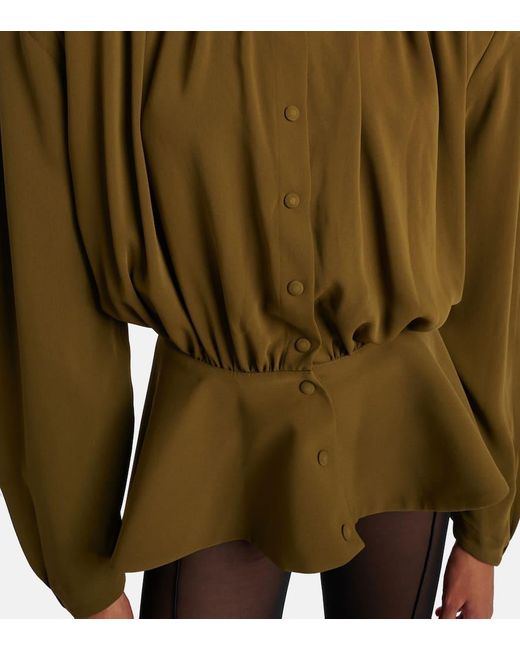 Mugler Green Bluse Re/Edit Hiver Russe Aus Crepe-Twill