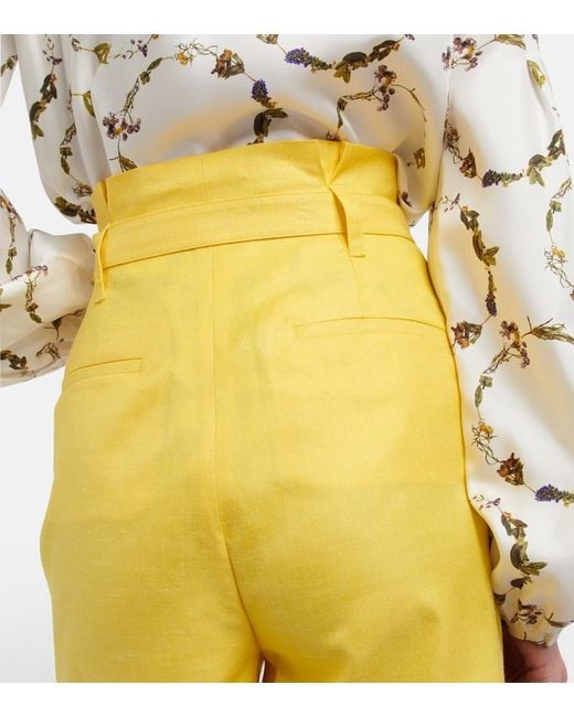 Gabriela Hearst Yellow Claudio Wool, Silk, And Linen Shorts