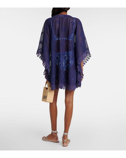 Melissa Odabash Blue Cindy Embroidered Cotton-blend Kaftan