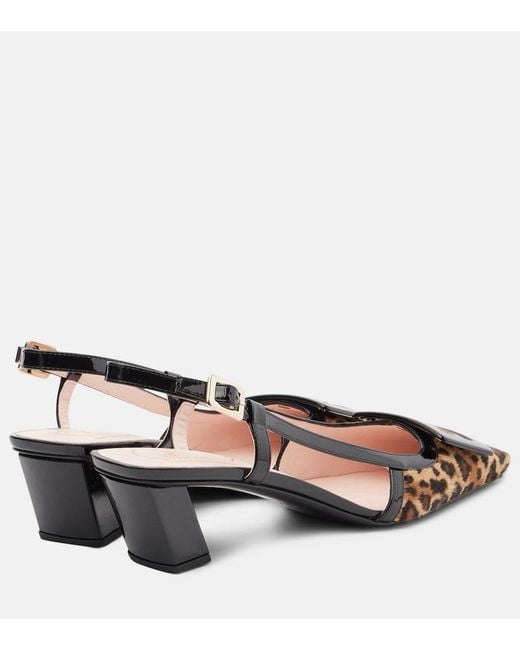 Roger Vivier Brown Belle Vivier 45 Calf Hair Slingback Pumps