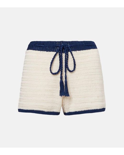 Anna Kosturova Blue Shorts Seaside Aus Haekelstrick