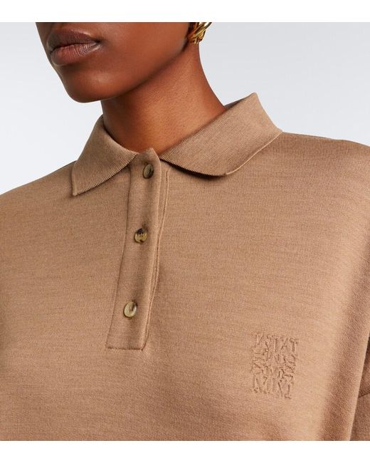 Max Mara Brown Virgin Wool Polo Sweater