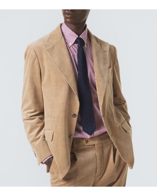 Brunello Cucinelli Blue Silk Tie for men
