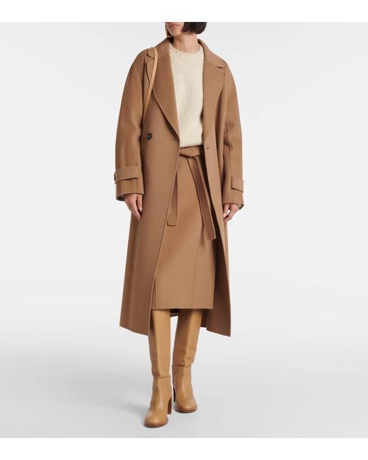 Max Mara Brown Max Mara Alec Belted Wool Midi Skirt