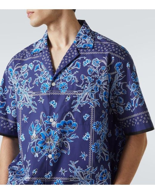 Camisa Bowling De Popelina Con Estampado, Talla Gucci de hombre de color Blue
